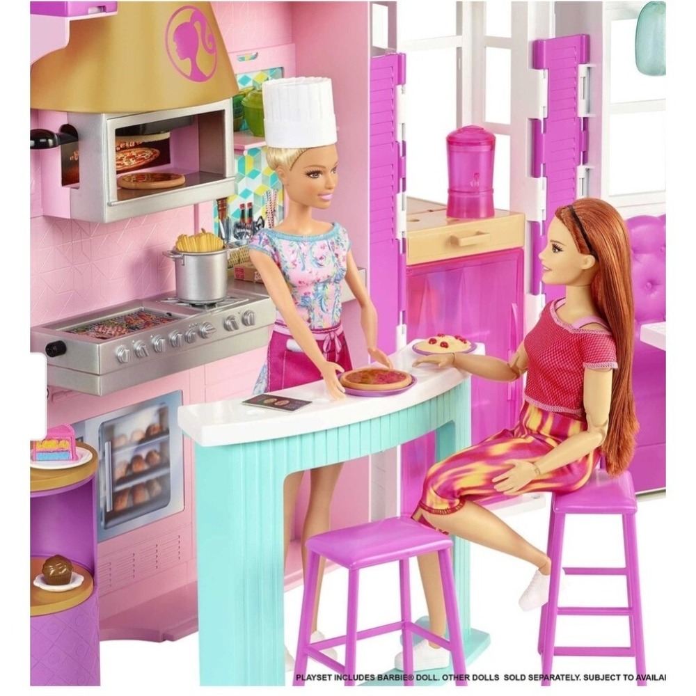 Barbie Cook 'n Grill Restaurant Playset Dollhouse Set 25+ Pieces New Sealed - Picture 8 of 9